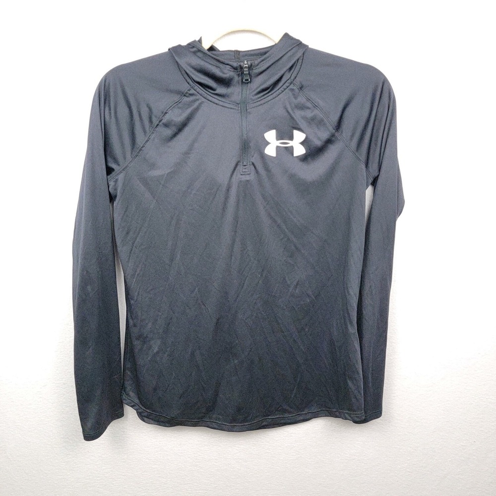 Under Armour Black Youth XL Hooded 1/4 Zip Heat Gear Pullover